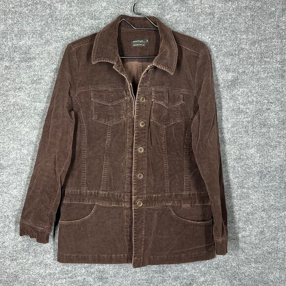 Brown Corduroy Jacket Women 8 Classic Button Up Retro Chic Timeless Safari - Picture 2 of 9
